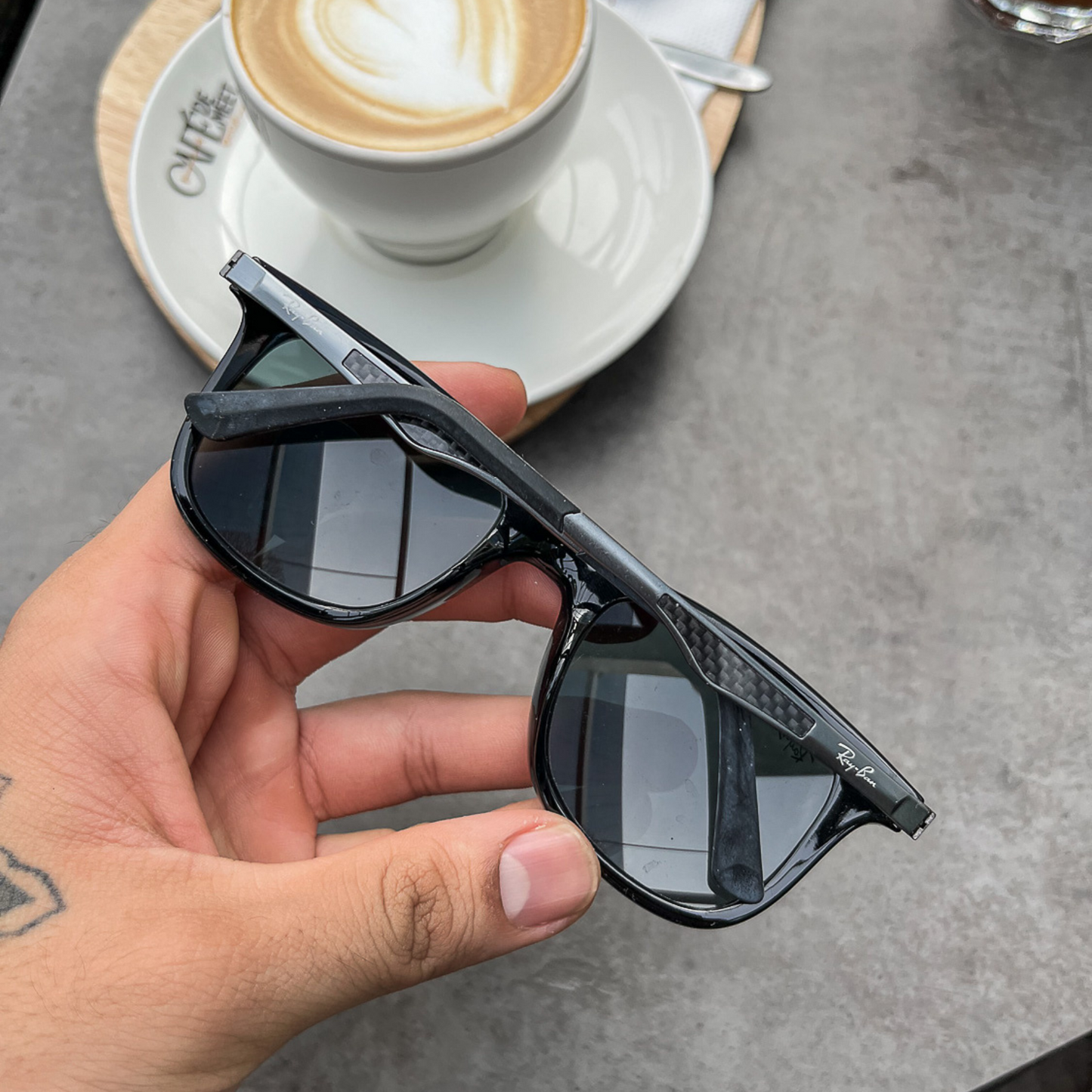 RAY-BAN New Addition Black & Black 4287 Square Sunglass For Unisex