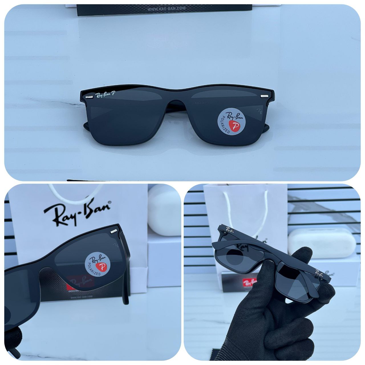 RAY-BAN Black to Black Wayfarer Square Trendy Hot Favourite Wintage Sunglass For Unisex.
