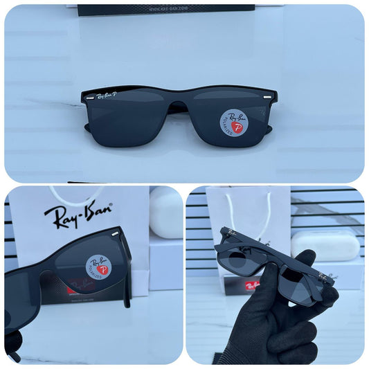 RAY-BAN Black to Black Wayfarer Square Trendy Hot Favourite Wintage Sunglass For Unisex.